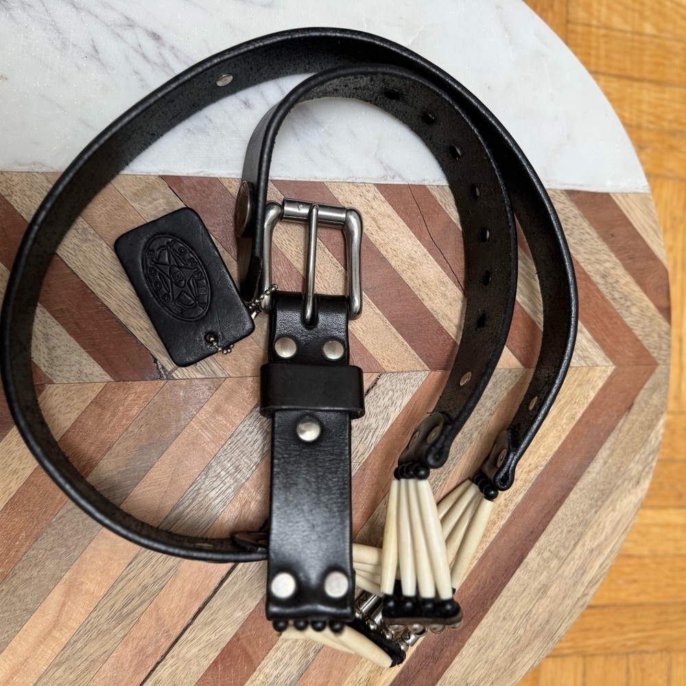 VINTAGE - Johnny B Goods Black Leather Belt with Silver Buckle